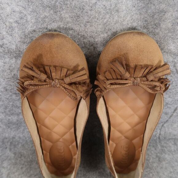 Mudd Shoes Womens 8 Ballet Flats Fashion Slip On Fringe Bow Brown Casual Classic - Picture 7 of 13